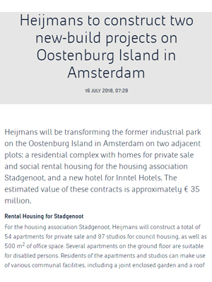 Heijmans - juli 2018 - Heijmans to construct two new build projects