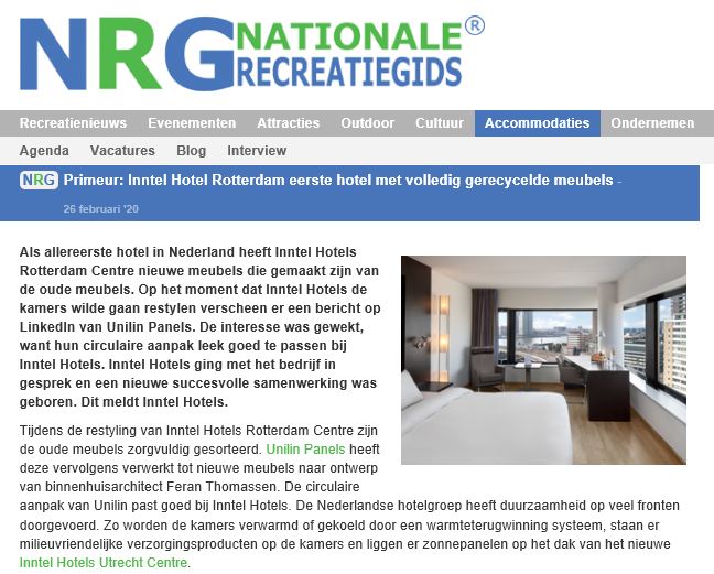 Inntel Hotels Rotterdam Centre - 4 sterren hotel duurzaamheid - Nationale Recreatiegids