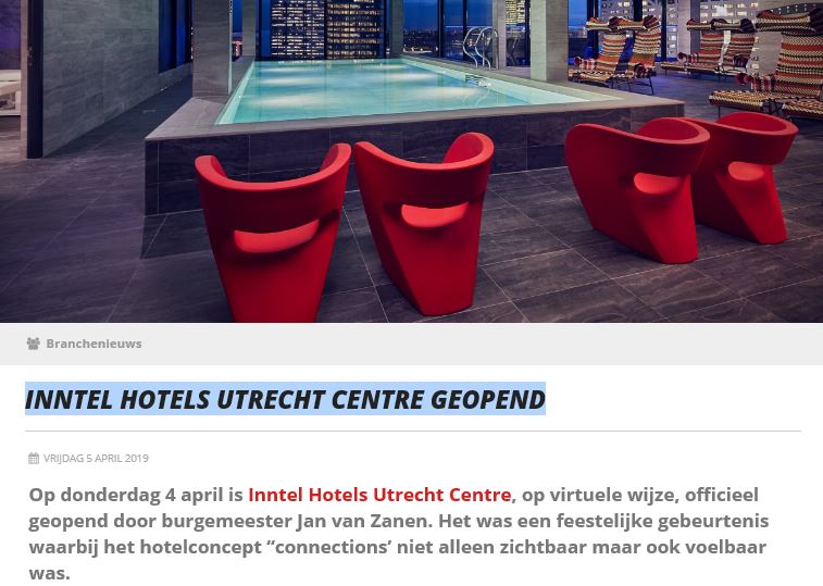 Inntel Hotels Utrecht Centre - 4 sterren hotel Utrecht Entree Magazine