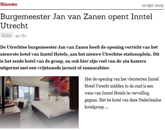Inntel Hotels Utrecht Centre - Burgemeester Jan van Zanen opent Inntel Hotels Utrecht Centre - Misset Horeca