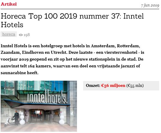 Inntel Hotels horeca top 100 - Misset Horeca