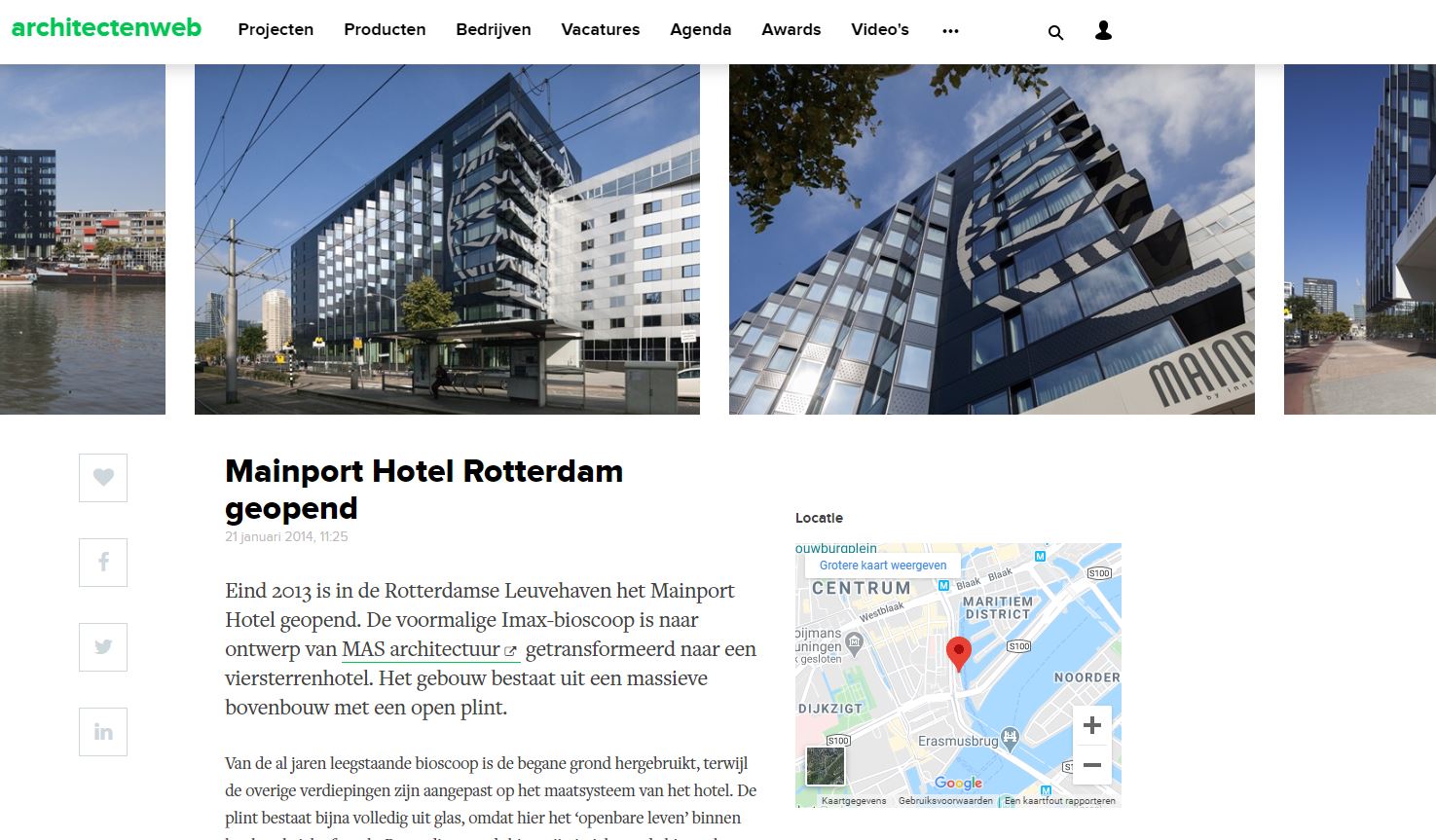 Architectenweb - Mainport Hotel Rotterdam Geopend