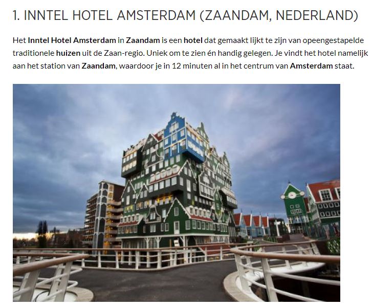 Feeling - Inntel Hotels Amsterdam Zaandam 12x de meest bijzondere hotels ter wereld